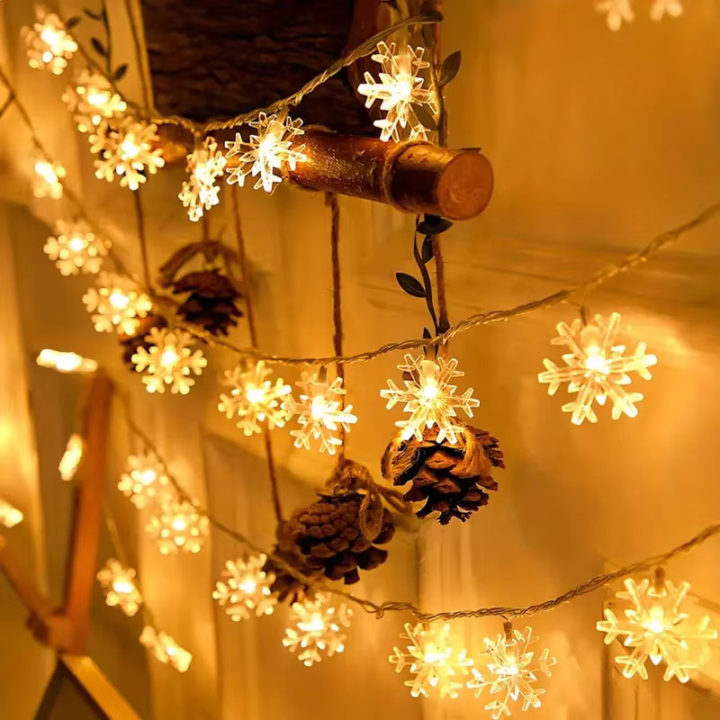 Peach Forest LED Schneeflocken Lichterkette mit Stern-Effekt, batteriebetrieben und wasserdicht für Weihnachten, Garten und Party - Bild 5