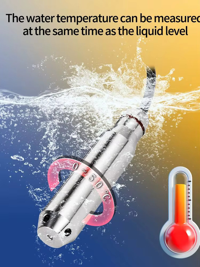 XUYANGQIDIAN Flüssigkeitsstandsensor aus Edelstahl mit integrierter Temperaturmessung 4-20mA für Wasser, Öl, Kraftstoff und Diesel, Farbe: Silber - Bild 7