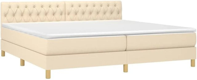 vidaXL Boxspringbett Hybrid mit Matratze und LED-Unterbettbeleuchtung in Creme, B/T/H: 200 x 200 x 78 cm - Bild 1