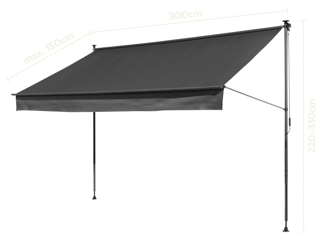 LIVARNO Klemmmarkise mit Gelenkarm in Anthrazit, B/H: 300 x 150 cm - Bild 3