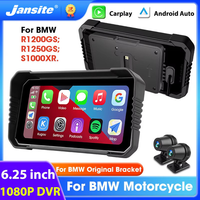 Jansite 6,25 Zoll GPS-Navigation für BMW mit kabellosem CarPlay und Android Auto, IPX7 wasserdicht, Schwarz - Bild 1