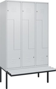 C+P Z-Spind Classic PLUS Sitzbank mit 6 Fächern und Zylinderschloss, Farbe: Grau, B/T/H: 212,0 x 120,0 x 81,5 cm - Bild 1