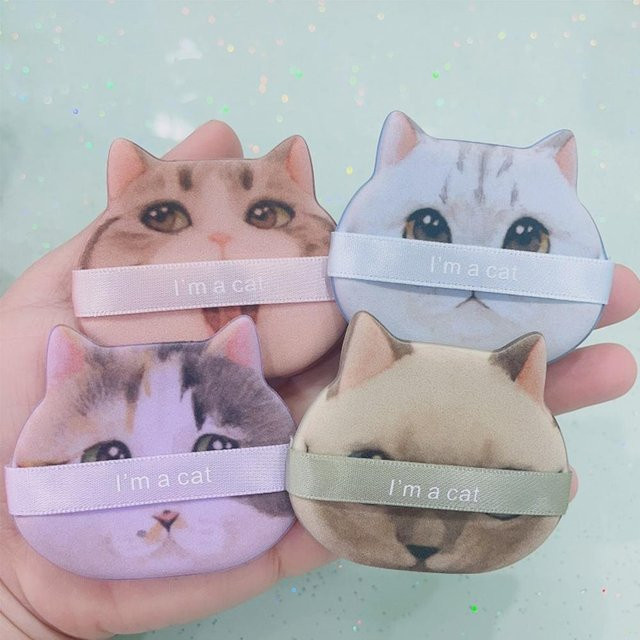 BIOAOUA Air Kissen Puderquaste, Katze Design, für Gesicht, Unisex - Bild 1