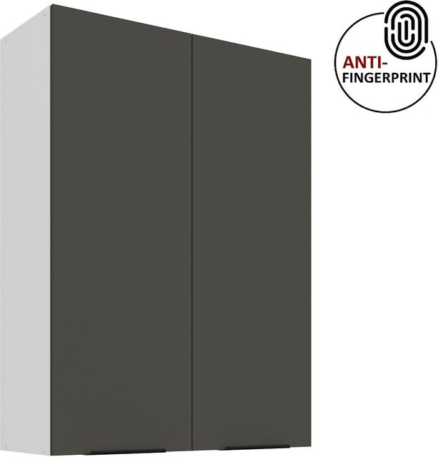 ARIA Hängeschrank Küchenzeile in Anthrazit Grau Matt mit Anti Fingerprint Effekt, Höhe: 90 cm, Breite: 80 cm - Bild 1