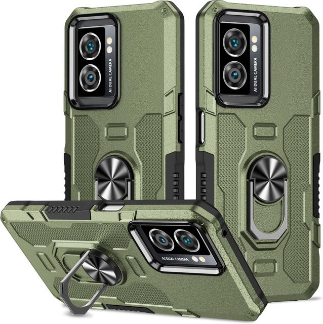 Stoßfeste Magnet-Hülle für OPPO Reno 6 Lite, A77S, A74, A57S, A55, A54, A53 4G/5G, F19, F9 mit Ringhalter in Grün - Bild 1
