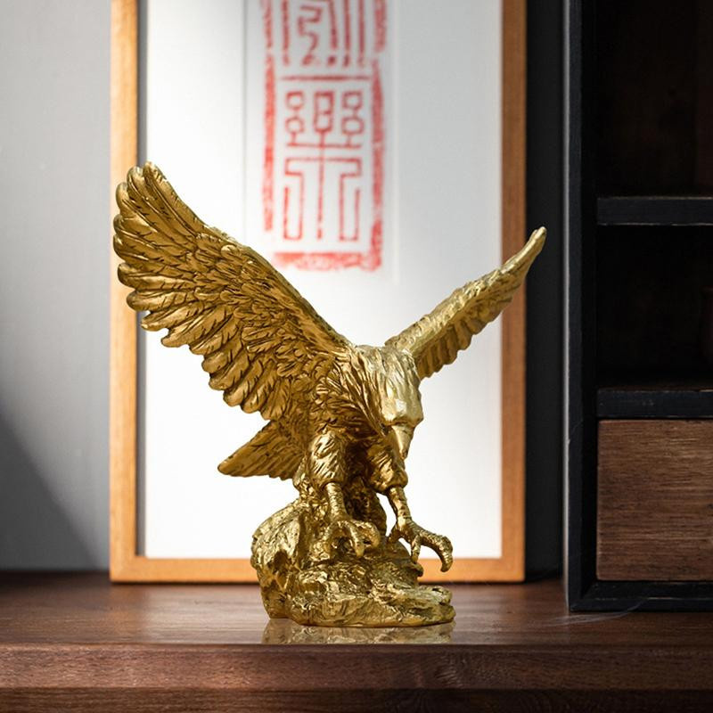 Yiran Furniture Goldene Adler Statue aus Harz als Deko-Ornament für dein Home Office oder Desktop - Bild 3