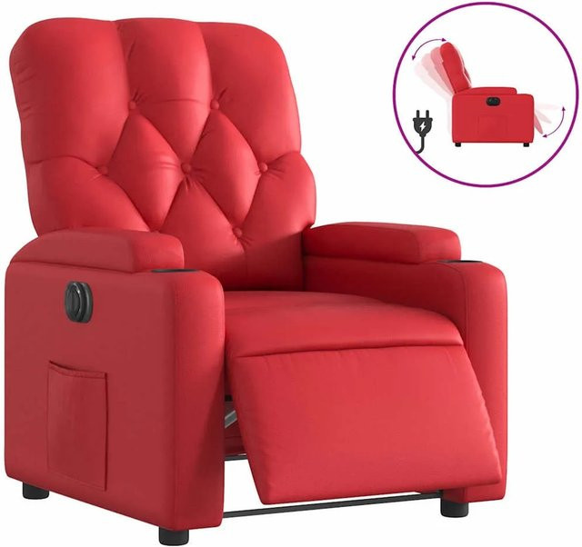 vidaXL Elektrischer Relaxsessel in Rot mit Kunstleder und Armlehnen - Bild 1