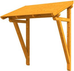 Skan Holz Haustür-Vordach Paderborn 2 aus nordischer Fichte in Eiche hell-braun, Breite: 242 cm, Tiefe: 156 cm - Bild 1
