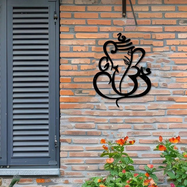 Metallwandpaneel Ganesha von CIFbuy in Grau und Schwarz zur Dekoration für dein Heim oder Büro, Höhe: 40 cm - Bild 1