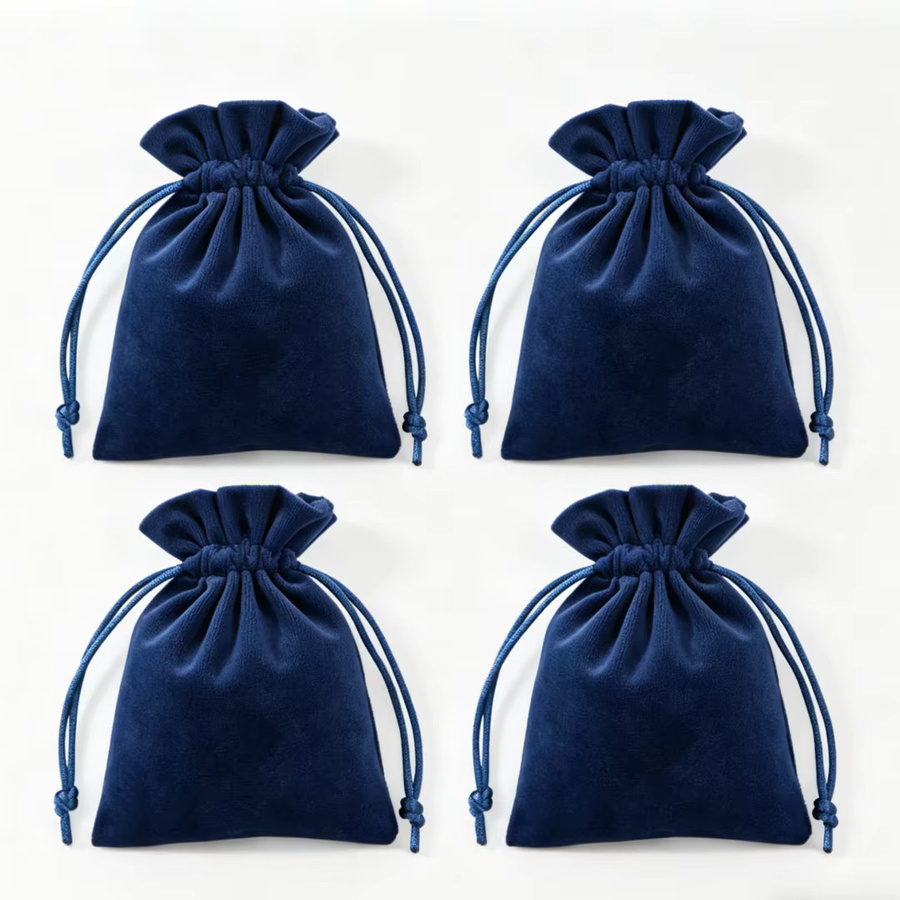 5 Stück Schmuckverpackungsbeutel Samt, dunkelblau, Unisex - Bild 3