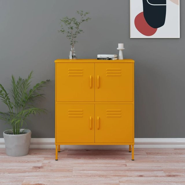 vidaXL Lagerschrank aus Stahl in Gelb, B/T/H: 80 x 35 x 101,5 cm - Bild 2