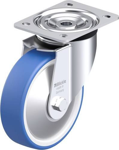 Blickle L-POTHs 160XR-FA Stahlblech-Lenkrolle in Blau mit 160 mm Rad-Durchmesser und 400 kg Tragfähigkeit - Bild 1