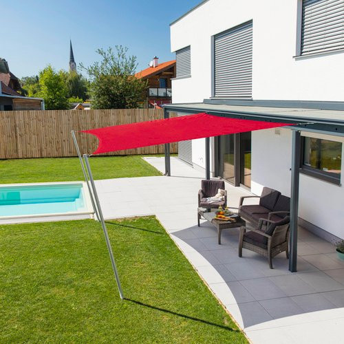 WINDHAGER Sonnensegel quadratisch aus Polyester in Rot, B/B: 400 x 400 cm - Bild 1