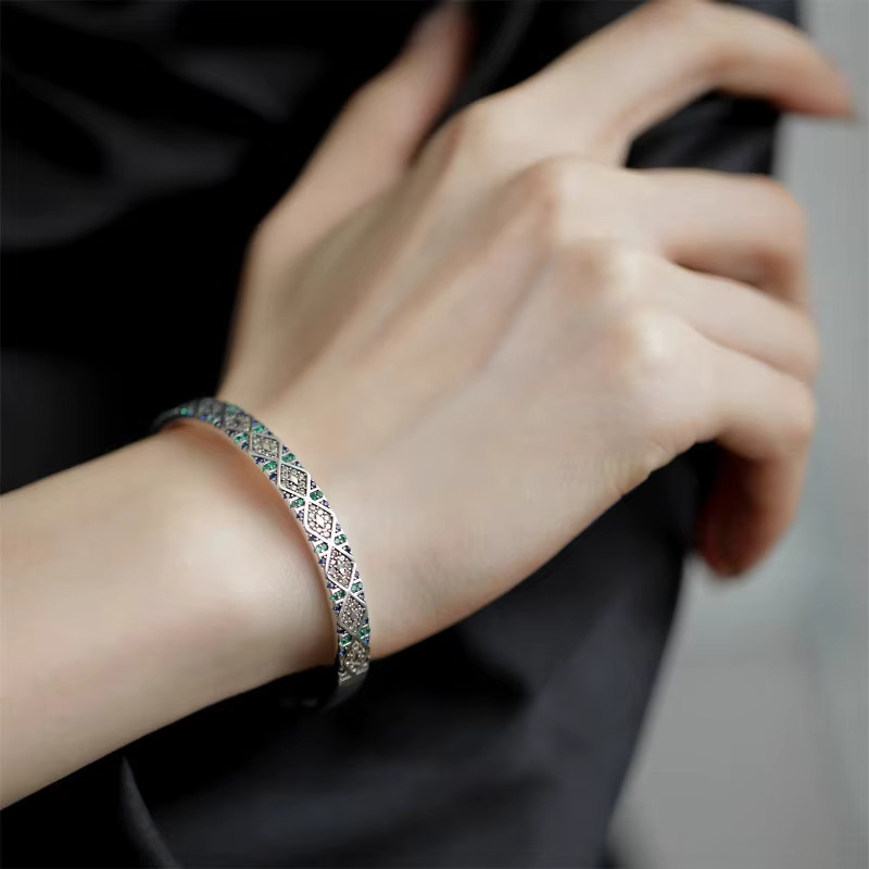 PANJBJ Armband Armreif, 925 Silber, Kristall, Damen - Bild 2