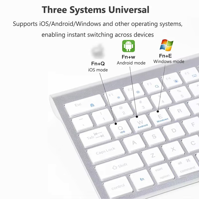 Luxuglow Bluetooth-Tastatur und Maus-Kombination in Silber mit drei Modi und 2,4-G-Verbindung, wiederaufladbares kabelloses Set für iOS, Android und Windows - Bild 4