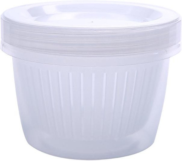 Houspace Doppelschichtige Lebensmittelaufbewahrungsbox mit Abfluss für Zwiebeln und Obst, Weiß/Transparent - Bild 1