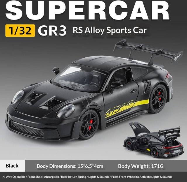Linyi toy car 911-Gt3 Sportwagen Modell, Maßstab 1:32, mit Beleuchtung, ab 14 Jahre - Bild 1