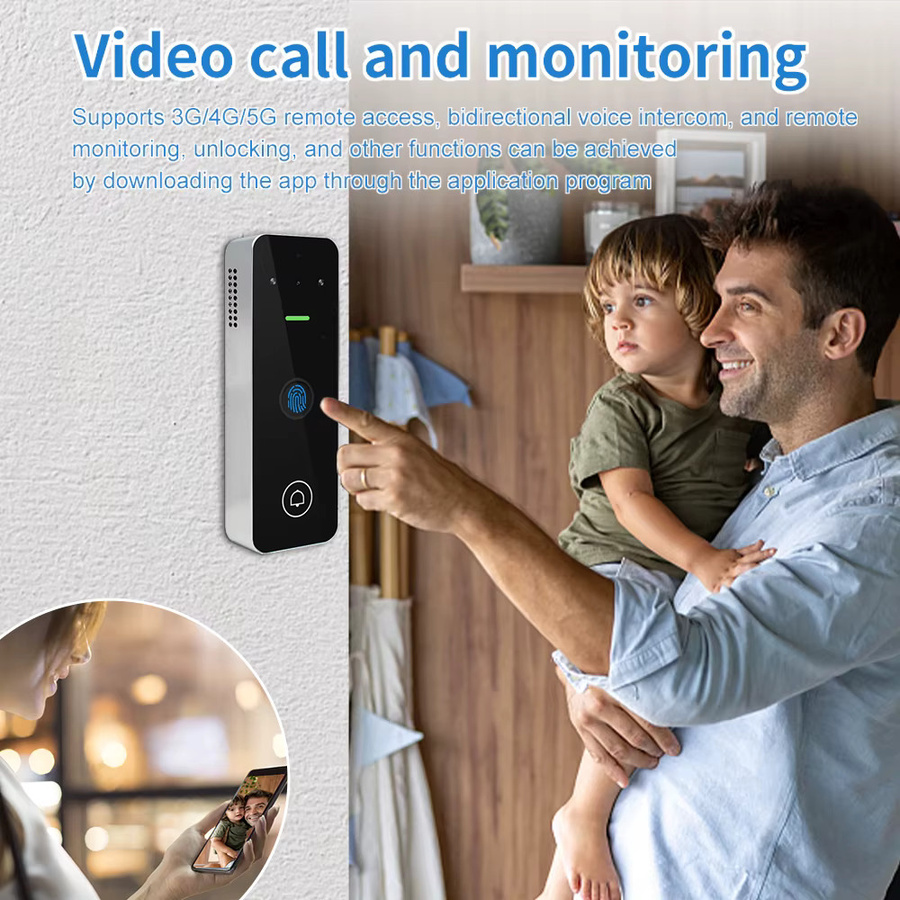 Asia-Teco WLAN-Video-Gegensprechanlage mit Fingerabdruck, RFID und Tastatur, kompatibel mit Tuya App, Farbe: Schwarz - Bild 4