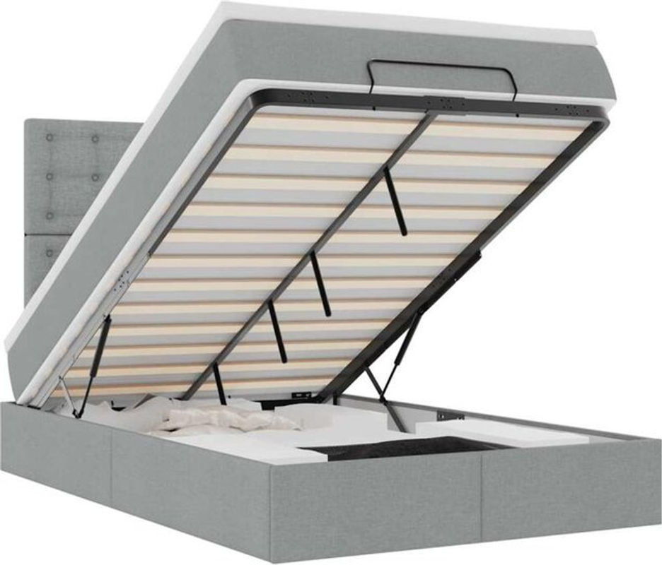 vidaxl Ottoman Polsterbett mit Matratze in Grau aus Stoff, B/T/H: 120 x 200 x 118 cm - Bild 1