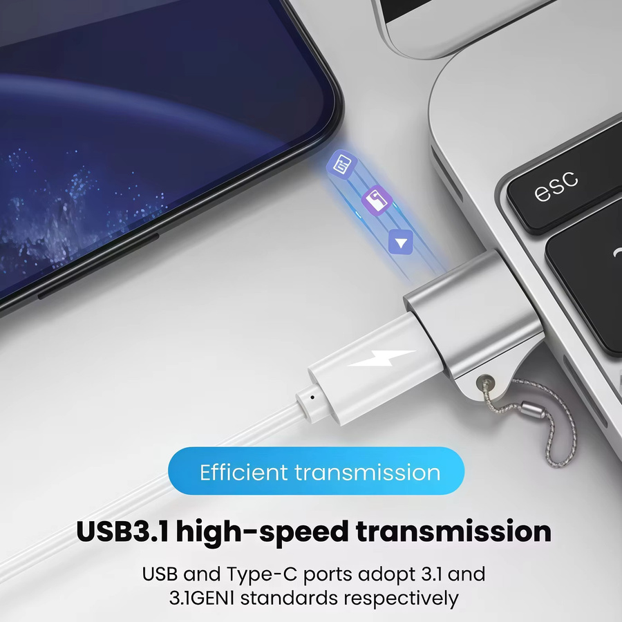 USB 3.1 OTG Adapter Typ C Buchse auf USB-A Stecker Konverter in Schwarz für 10Gbps Datenübertragung - Bild 2