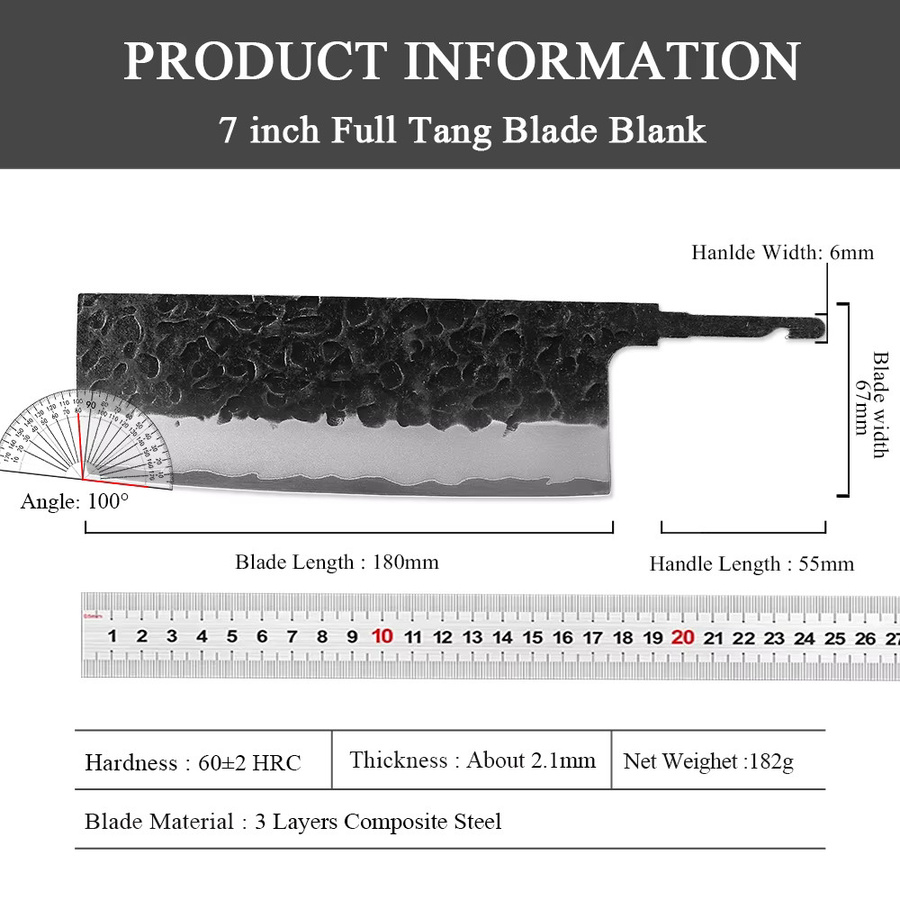 DASHWAY Nakiri Kochmesser aus geschmiedetem Verbundstahl mit Full Tang, 17,78 cm - Bild 3
