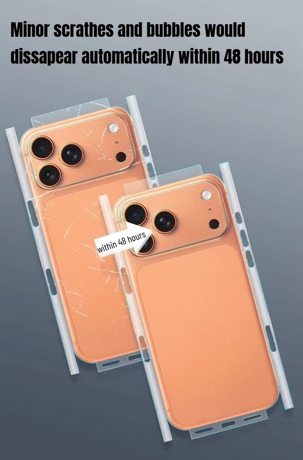 3er-Set Hydrogel-Schutzfolien für Apple iPhone 17 Pro Max, transparente Vollabdeckung für Rückseite und Seitenkanten inklusive Werkzeug - Bild 3