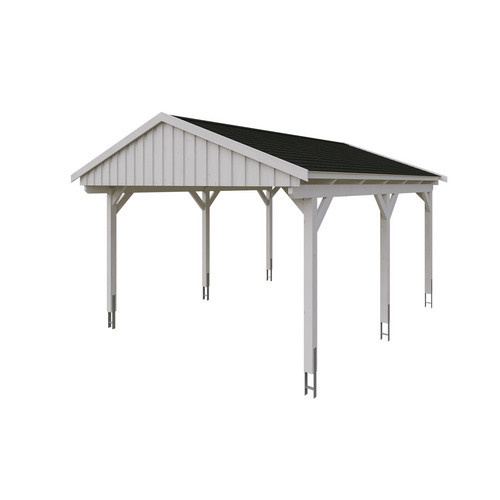 Skan Holz Carport Fichtelberg aus Fichte Leimholz in Weiß mit schiefergrauen Dachschindeln B/T: 423 x 566 cm, Höhe: 326 cm - Bild 3
