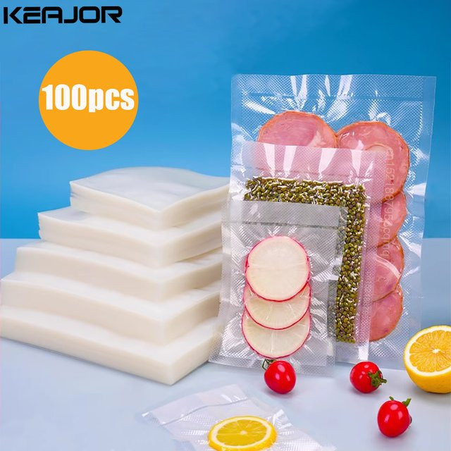Raugee Vakuumverpackungsbeutel für Lebensmittel, 100 Stück, transparent - Bild 1