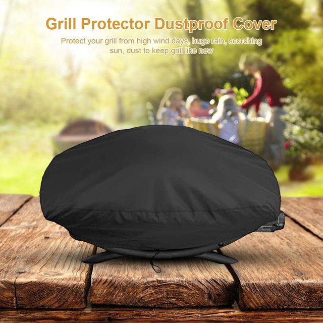 Wasserdichte Grillabdeckung aus schwarzem Oxford-Polyester mit Kordelzug zum Schutz vor Staub und Witterung - Bild 1