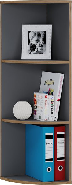 VCM Eckregal Salia 3fach aus Holz in Braun, stehendes Bücherregal für Büro und Wohnzimmer, H x B x T: 110 x 33 x 33 cm - Bild 1