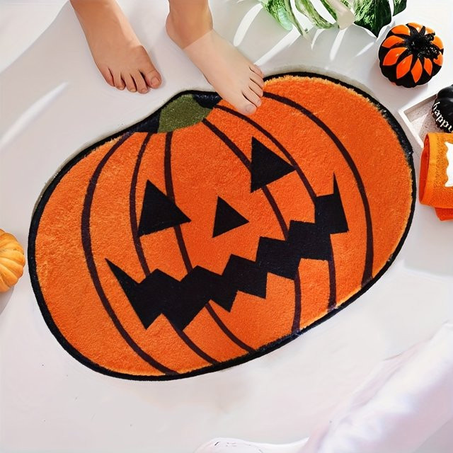 VIKAMA Halloween Teppich in Kürbisform, orange, B/T/H: 40 x 40 x 40 cm - Bild 1