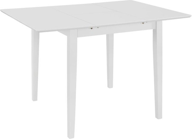 Ausziehbarer Esstisch VD Home Furnishing in Weiß, rechteckig aus MDF und Gummholz, B/T/H: 80 x 80 x 74 cm (ausziehbar auf 120 cm Breite) - Bild 1