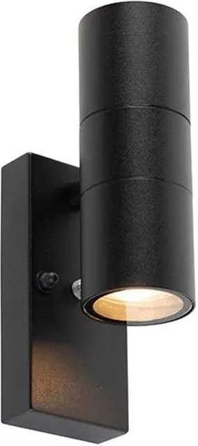 QAZQA Außenwandleuchte Schwarz aus Edelstahl mit Dämmerungssensor und Up-Down-Lichteffekt IP44 - Bild 1