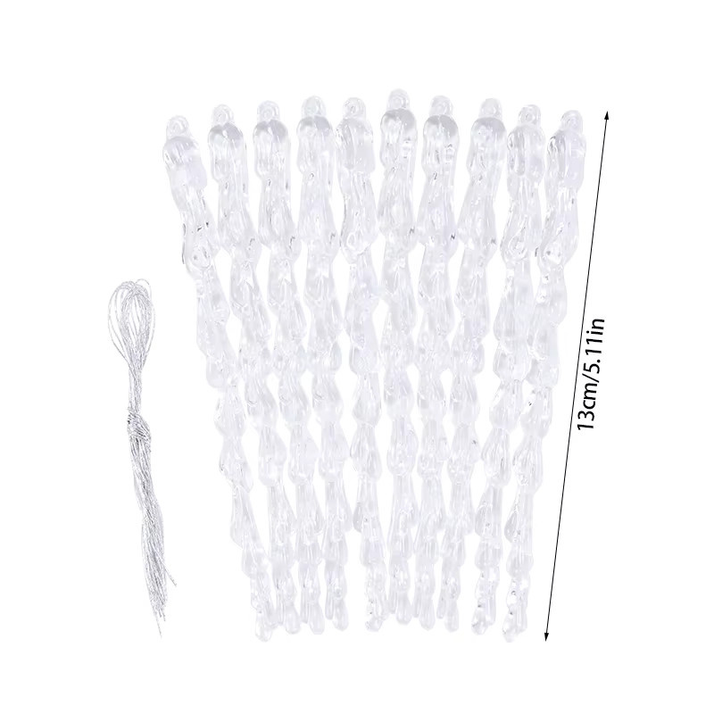 10 Stück ZQNYCY Eiszapfen Anhänger Transparent, 13 cm Simulation Eis für Weihnachtsbaum und Party Dekoration - Bild 4