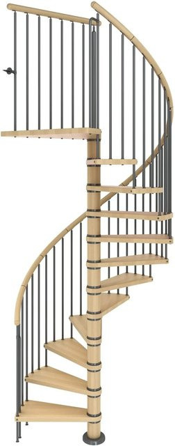 Dolle Spindeltreppe Winnipeg aus Buche in Braun mit 12 Stufen, Durchmesser: 120 cm, Höhe: 292,5 cm - Bild 1