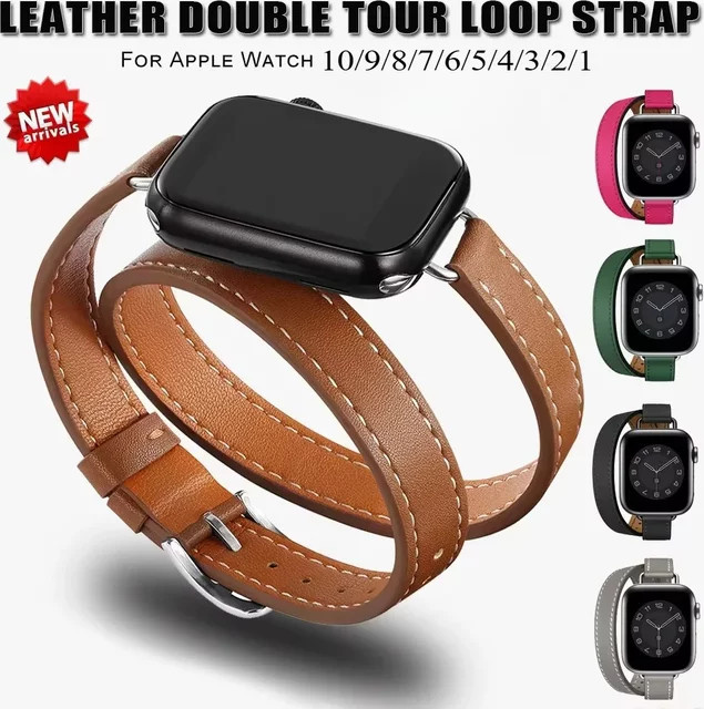 CAOWTAN Uhrenarmband Leder, Double Tour, Weiß, Unisex - Bild 1