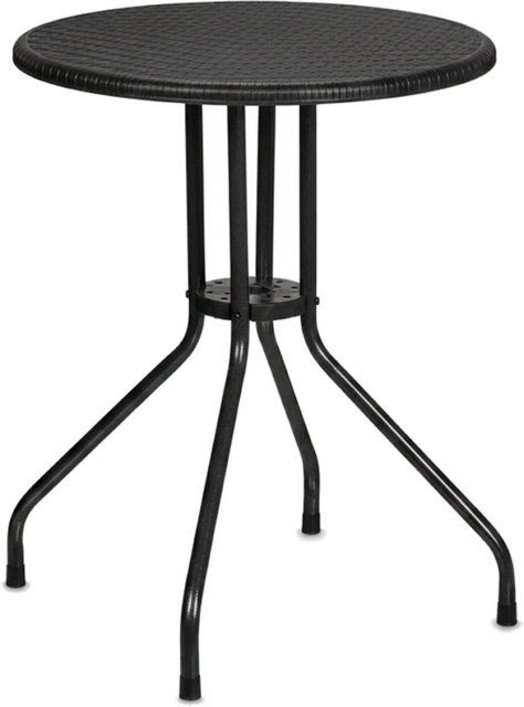 Relaxdays Gartentisch in Rattanoptik aus Kunststoff und Stahl, Schwarz, B: 73 cm, T: 60 cm - Bild 1