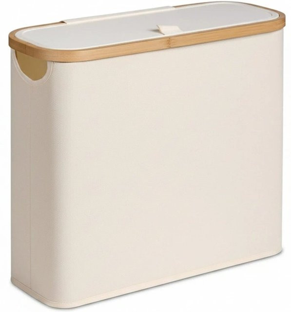 Relaxdays Toilettenpapier Aufbewahrung aus Bambus und Polyester, Beige, Platz für 12 Rollen, B/T/H: 38 x 43 x 17 cm - Bild 1