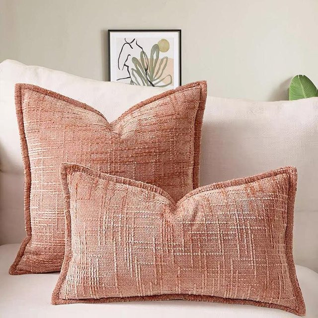 Dekorativer Chenille Kissenbezug Ins Nordische Stil von JMG Clothing in Rost Orange, B/H: 45 x 45 cm - Bild 1