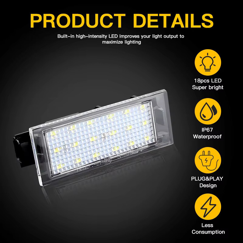 APMATAUTO LED-Nummernschildbeleuchtung Canbus-fehlerfrei für Renault Vel Satis, Twingo II, Clio III, Espace IV, Laguna II/III und Megane III (2er-Set) - Bild 4