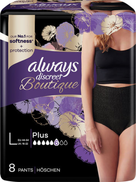 Always Discreet Boutique Inkontinenz Pants, Black, Größe L, 8 Stück - Bild 1
