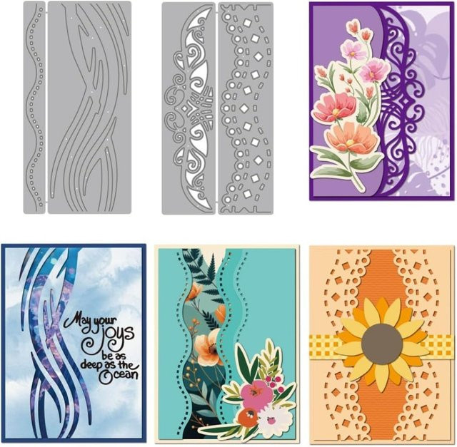 Metall Stanzform Wellenlinie mit Spitzenbordüre für Scrapbooking und Vintage-Prägungen - Bild 1