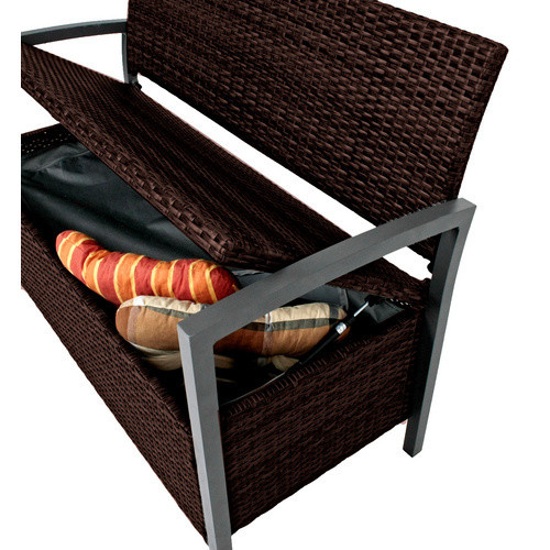 Garden Pleasure Parkbank Ferrara 2-Sitzer mit Staufach in Coffee Braun, B/H/T: 117 x 86 x 58 cm - Bild 5