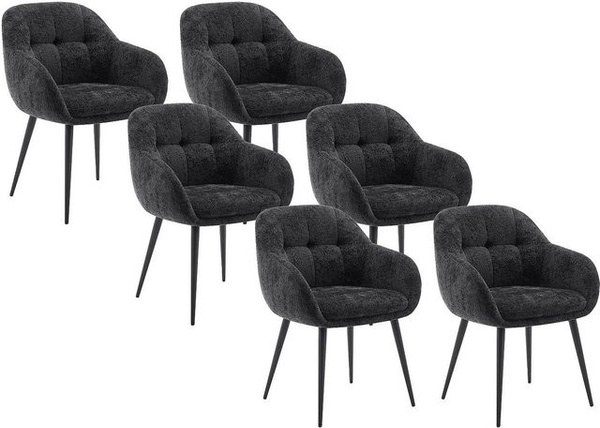 Vente-unique Stuhl Lassandra in Schwarz mit Stoffbezug und Metallgestell