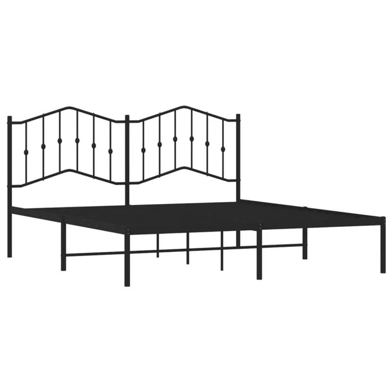 Vidaxl Metallbettgestell mit Kopfteil im Industrial-Stil, Schwarz, B: 160 cm, L: 200 cm - Bild 2