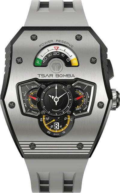 Tsar Bomba Herrenuhr Automatik, Keramik, Silber, 43 mm, Kautschuk - Bild 1