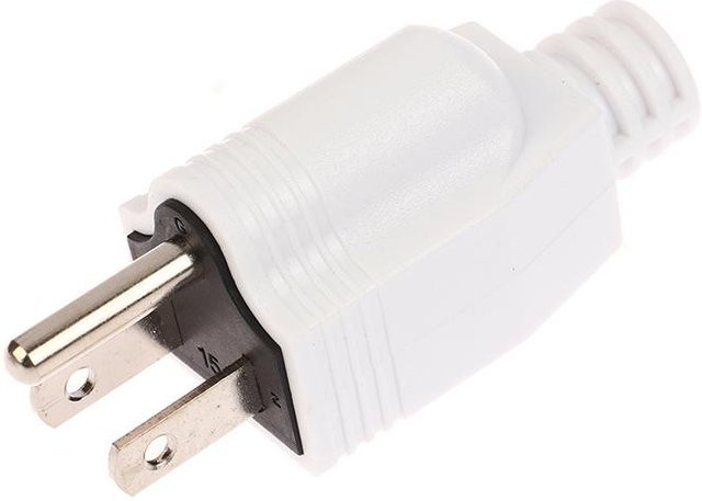 Amerikanischer 5-15P Wechselstrom Stecker Adapter mit wiederverdrahtbarem Verlängerungskabel in Weiß - Bild 1