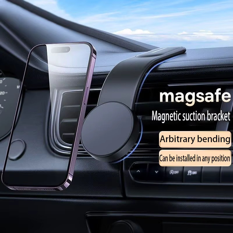 Magnetischer Auto-Handyhalter für iPhone 12 bis 15 in Schwarz zur Befestigung an Armaturenbrett oder Mittelkonsole - Bild 2