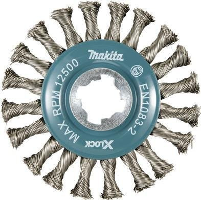 Makita Rundbürste aus Edelstahl in Silber für Farbe, Rost und Schweißkanten, Durchmesser: 115 mm, passend für Makita DGA519Z, GA041GM201, GA044GZ und XGT GA041GZ - Bild 1