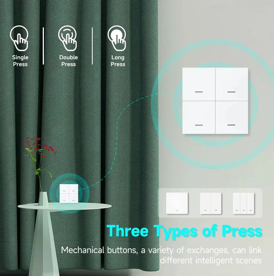 Tuya Zigbee 3.0 Smart Scene Button Switch Funk-Fernbedienung in Weiß, kompatibel mit Smart Life/Tuya App und Home Assistant - Bild 6